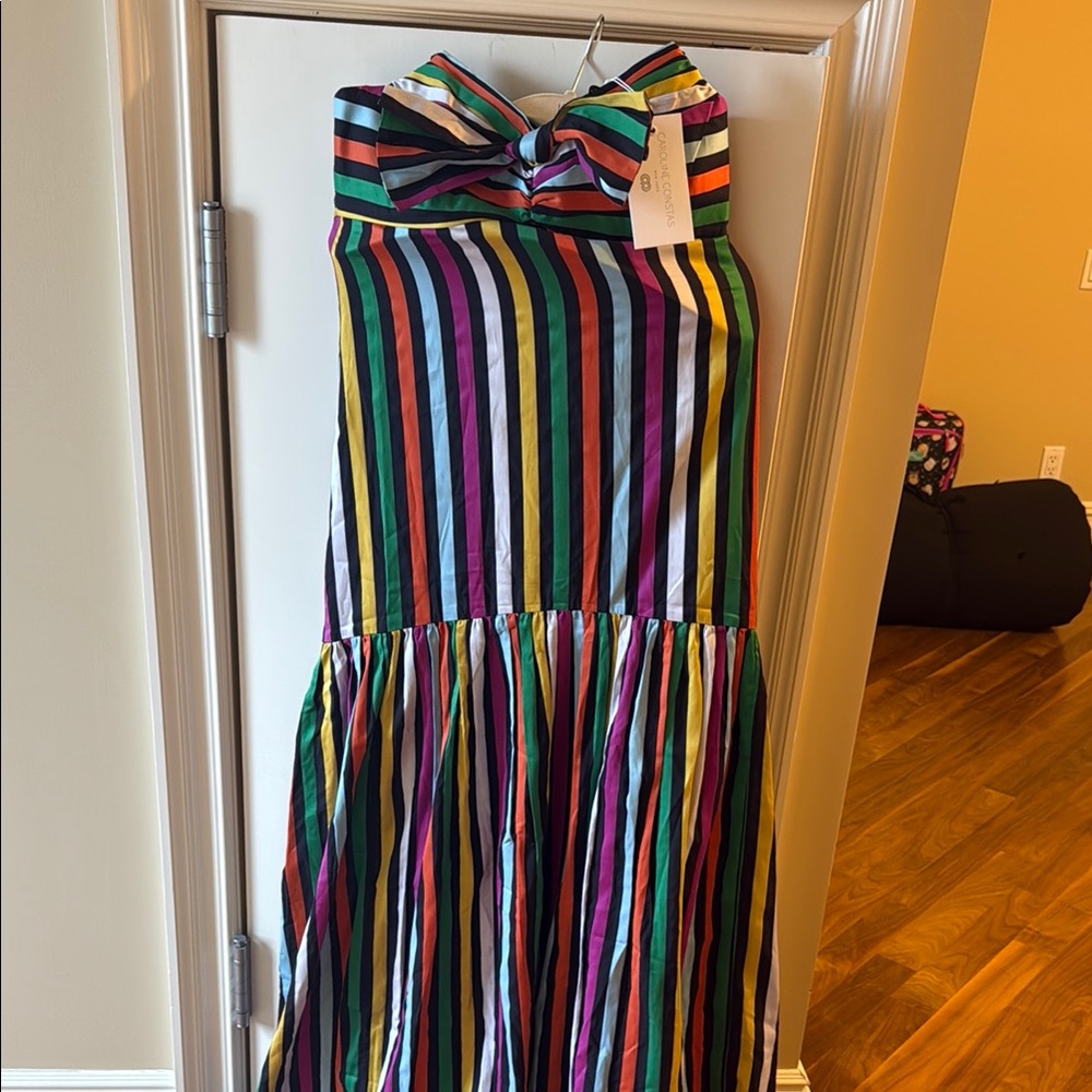 Caroline Constas Bold Striped Strapless Dress